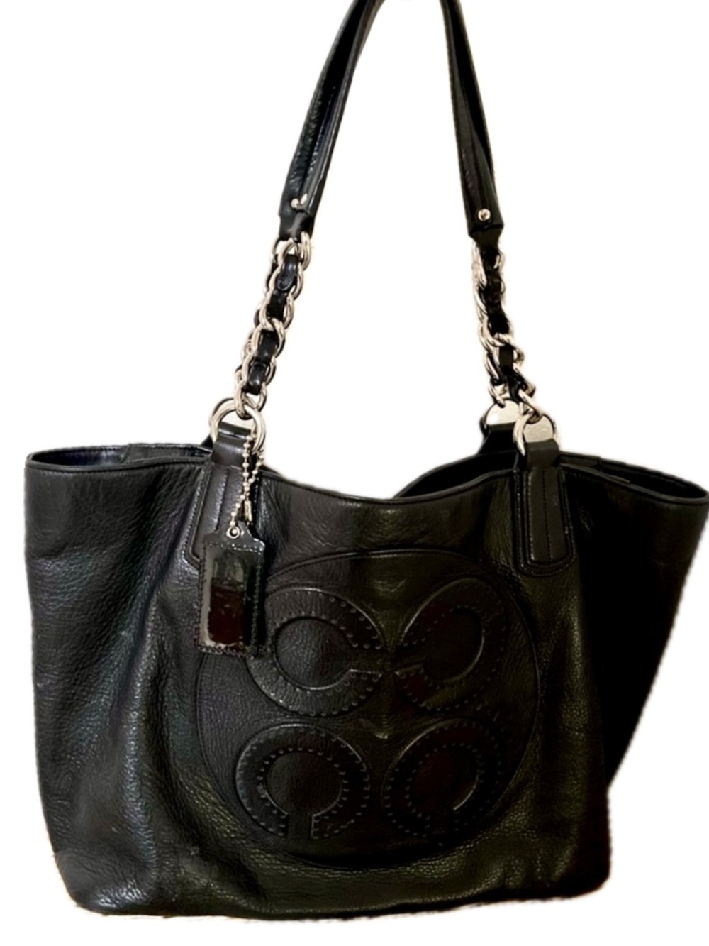 Coach Julia Op Art Black Leather Tote